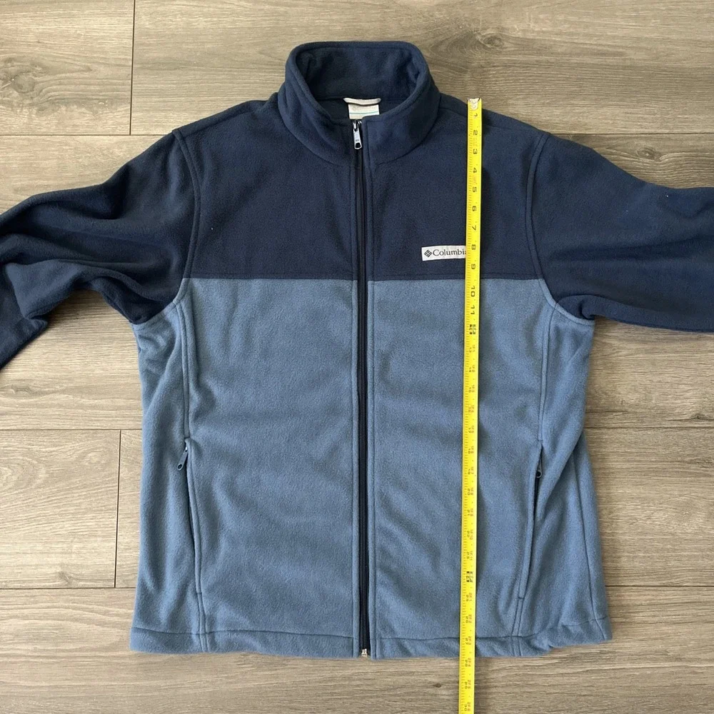 Columbia Full Zip Fleece Jacket Mens L 2-Tone Blue